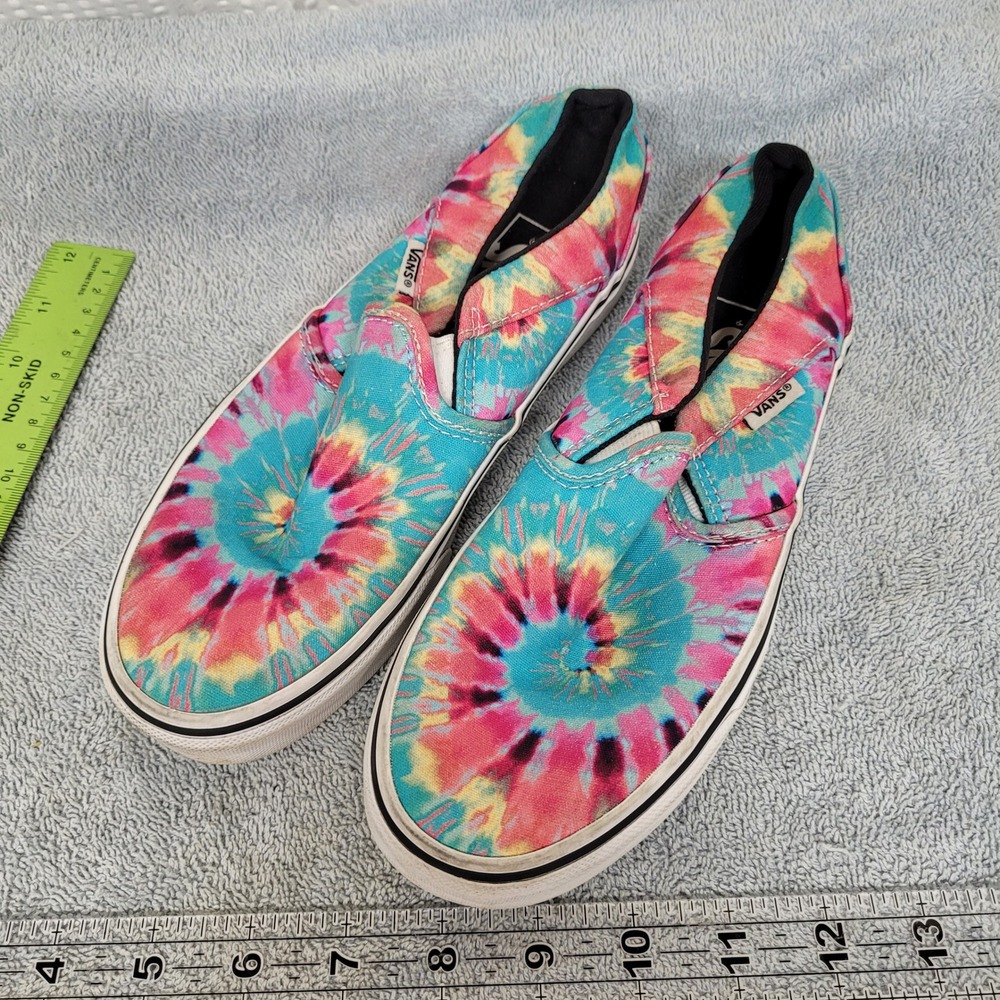 Vans Classic Slip-On Tie Dye Multi Color Canvas Skate Shoes Womens 6 500714